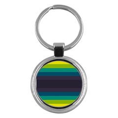 Neon Stripes Line Horizon Color Rainbow Yellow Blue Purple Black Key Chains (round)  by Mariart