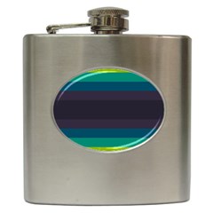 Neon Stripes Line Horizon Color Rainbow Yellow Blue Purple Black Hip Flask (6 Oz) by Mariart