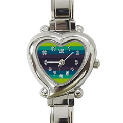 Neon Stripes Line Horizon Color Rainbow Yellow Blue Purple Black Heart Italian Charm Watch by Mariart