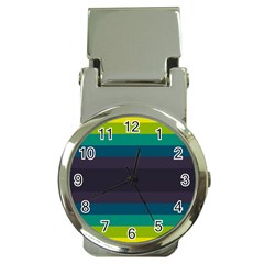 Neon Stripes Line Horizon Color Rainbow Yellow Blue Purple Black Money Clip Watches by Mariart