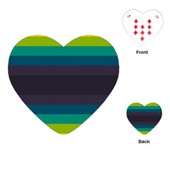 Neon Stripes Line Horizon Color Rainbow Yellow Blue Purple Black Playing Cards (heart)  by Mariart