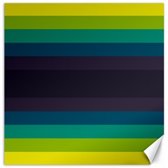 Neon Stripes Line Horizon Color Rainbow Yellow Blue Purple Black Canvas 16  X 16   by Mariart