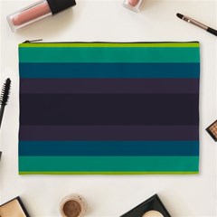 Neon Stripes Line Horizon Color Rainbow Yellow Blue Purple Black Cosmetic Bag (xl) by Mariart