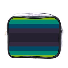 Neon Stripes Line Horizon Color Rainbow Yellow Blue Purple Black Mini Toiletries Bags by Mariart