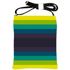 Neon Stripes Line Horizon Color Rainbow Yellow Blue Purple Black Shoulder Sling Bags by Mariart