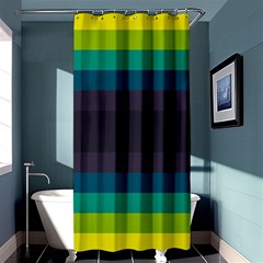 Neon Stripes Line Horizon Color Rainbow Yellow Blue Purple Black Shower Curtain 36  X 72  (stall)  by Mariart