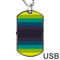 Neon Stripes Line Horizon Color Rainbow Yellow Blue Purple Black Dog Tag Usb Flash (two Sides) by Mariart