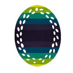 Neon Stripes Line Horizon Color Rainbow Yellow Blue Purple Black Ornament (oval Filigree) by Mariart