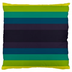 Neon Stripes Line Horizon Color Rainbow Yellow Blue Purple Black Large Cushion Case (two Sides) by Mariart