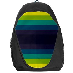 Neon Stripes Line Horizon Color Rainbow Yellow Blue Purple Black Backpack Bag by Mariart