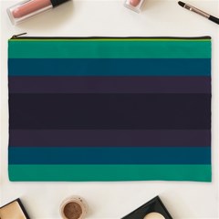 Neon Stripes Line Horizon Color Rainbow Yellow Blue Purple Black Cosmetic Bag (xxxl)  by Mariart