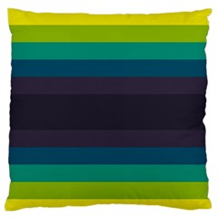 Neon Stripes Line Horizon Color Rainbow Yellow Blue Purple Black Large Flano Cushion Case (one Side) by Mariart