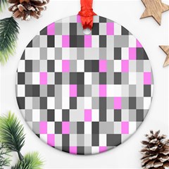 Pink Grey Black Plaid Original Ornament (round) by Mariart