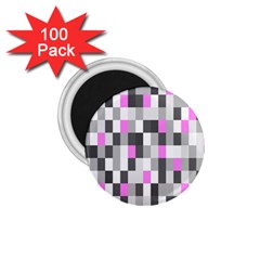 Pink Grey Black Plaid Original 1 75  Magnets (100 Pack) 