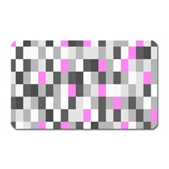 Pink Grey Black Plaid Original Magnet (rectangular) by Mariart