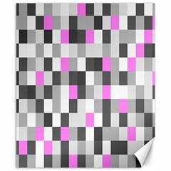 Pink Grey Black Plaid Original Canvas 8  X 10  by Mariart