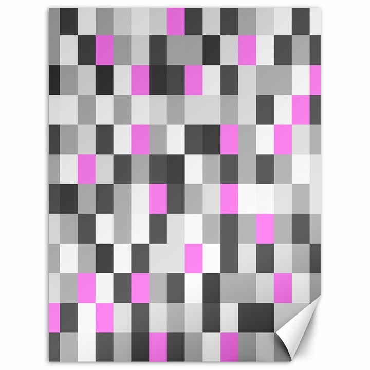 Pink Grey Black Plaid Original Canvas 18  x 24  