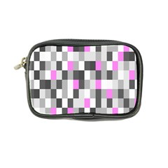 Pink Grey Black Plaid Original Coin Purse by Mariart