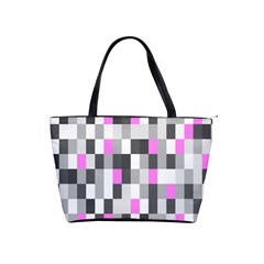 Pink Grey Black Plaid Original Shoulder Handbags by Mariart