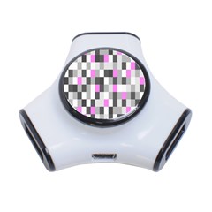 Pink Grey Black Plaid Original 3-port Usb Hub by Mariart