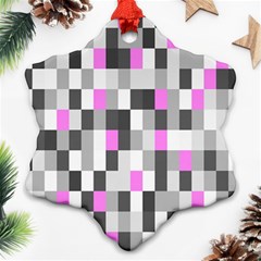 Pink Grey Black Plaid Original Ornament (snowflake) by Mariart