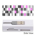 Pink Grey Black Plaid Original Memory Card Reader (Stick)  Front