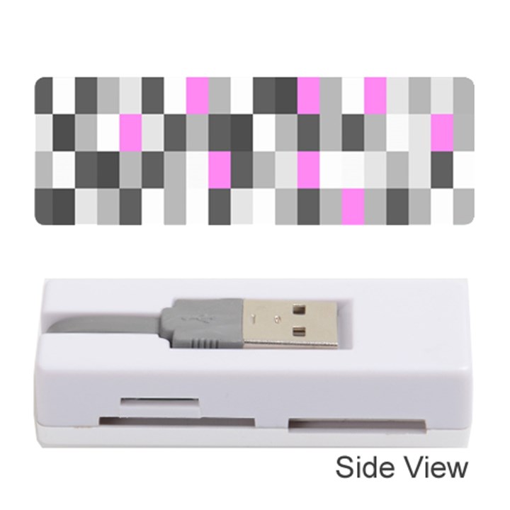 Pink Grey Black Plaid Original Memory Card Reader (Stick) 