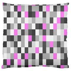 Pink Grey Black Plaid Original Large Cushion Case (one Side) by Mariart