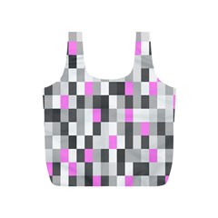 Pink Grey Black Plaid Original Full Print Recycle Bags (s)  by Mariart