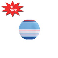 Navy Blue White Red Stripe Blue Finely Striped Line 1  Mini Magnet (10 Pack)  by Mariart