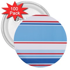 Navy Blue White Red Stripe Blue Finely Striped Line 3  Buttons (100 Pack)  by Mariart