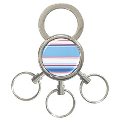 Navy Blue White Red Stripe Blue Finely Striped Line 3-ring Key Chains by Mariart