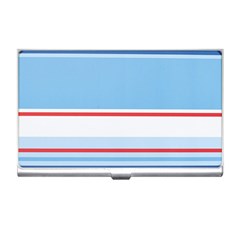 Navy Blue White Red Stripe Blue Finely Striped Line Business Card Holders by Mariart