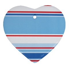 Navy Blue White Red Stripe Blue Finely Striped Line Heart Ornament (two Sides) by Mariart