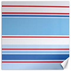 Navy Blue White Red Stripe Blue Finely Striped Line Canvas 12  X 12   by Mariart