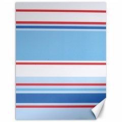 Navy Blue White Red Stripe Blue Finely Striped Line Canvas 12  X 16   by Mariart