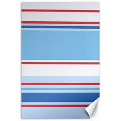 Navy Blue White Red Stripe Blue Finely Striped Line Canvas 24  X 36  by Mariart