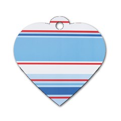 Navy Blue White Red Stripe Blue Finely Striped Line Dog Tag Heart (one Side) by Mariart