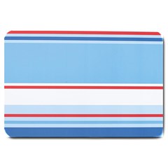 Navy Blue White Red Stripe Blue Finely Striped Line Large Doormat  by Mariart