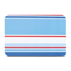 Navy Blue White Red Stripe Blue Finely Striped Line Plate Mats by Mariart