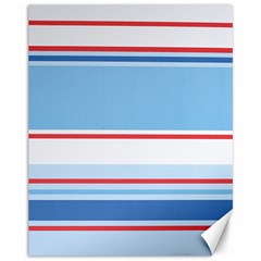 Navy Blue White Red Stripe Blue Finely Striped Line Canvas 11  X 14   by Mariart