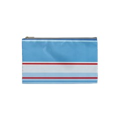 Navy Blue White Red Stripe Blue Finely Striped Line Cosmetic Bag (small)  by Mariart