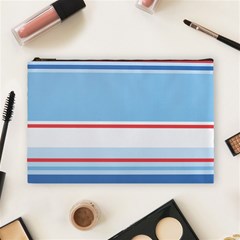 Navy Blue White Red Stripe Blue Finely Striped Line Cosmetic Bag (large)  by Mariart