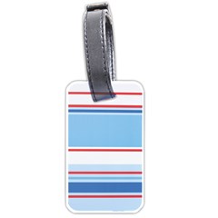 Navy Blue White Red Stripe Blue Finely Striped Line Luggage Tags (one Side)  by Mariart