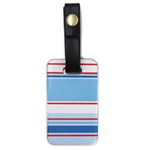 Navy Blue White Red Stripe Blue Finely Striped Line Luggage Tags (One Side)  Front