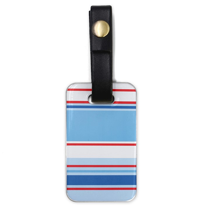 Navy Blue White Red Stripe Blue Finely Striped Line Luggage Tags (One Side) 