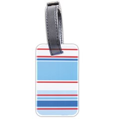 Navy Blue White Red Stripe Blue Finely Striped Line Luggage Tags (two Sides) by Mariart