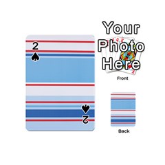 Navy Blue White Red Stripe Blue Finely Striped Line Playing Cards 54 (mini)  by Mariart