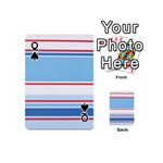 Navy Blue White Red Stripe Blue Finely Striped Line Playing Cards 54 (Mini)  Front - SpadeQ