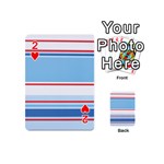 Navy Blue White Red Stripe Blue Finely Striped Line Playing Cards 54 (Mini)  Front - Heart2